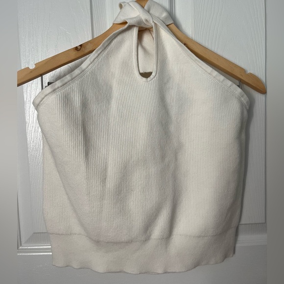 Banana Republic ribbed halter sweater top, size Large in White. - Picture 1 of 3